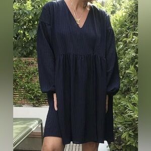 SAMSOE Jolie Long Sleeve Wrap Dress Dark Navy Size L